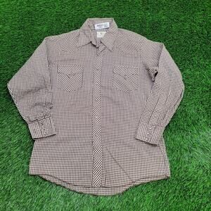 Vintage 70s Dickson-Jenkins Shirt XL 23x32 Western Check USA